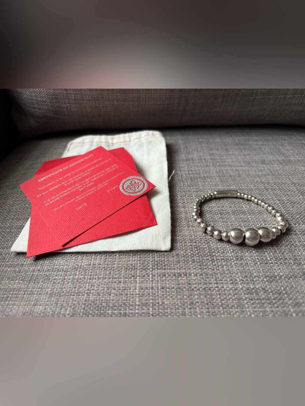 Uno de 50 Sterling Silver Beaded Stretch Bracelet - Silver Hungry Hippo